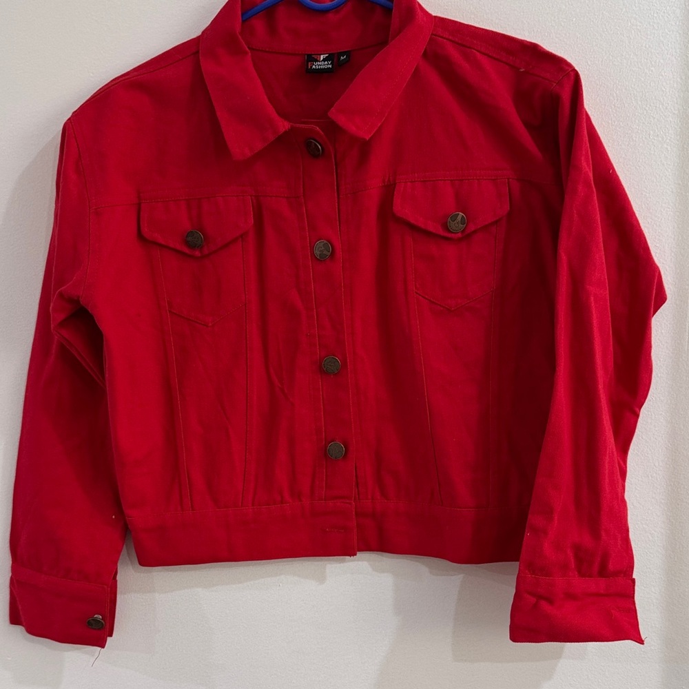 Affordable Fashion Finds Vibrant Red Jean Jacket